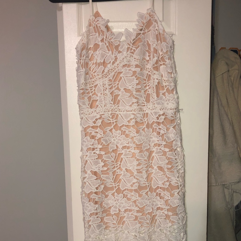 Lace white and nude dress